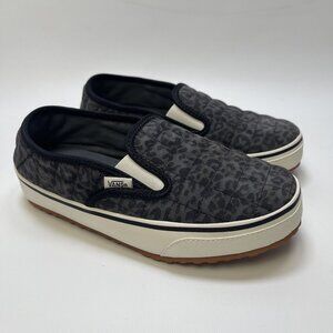 VANS Slip-Er 2 Mule Slippers Gray Cheetah AOP Black White Gum Cozy Men 6, Wom 8